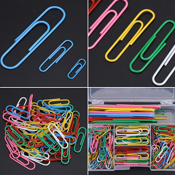 250 stk./æske Blandede Farver Papirclips Store Metalclips Studenterartikler Kontorartikler