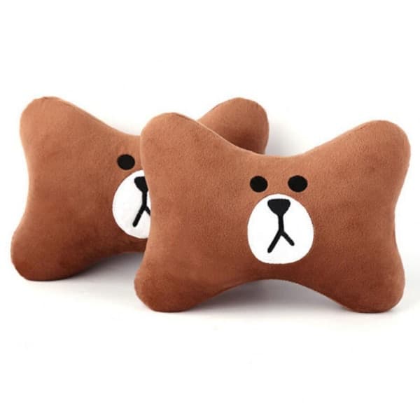 IC NOE 2-pack Cartoon Bil Nackkudde (Brun)