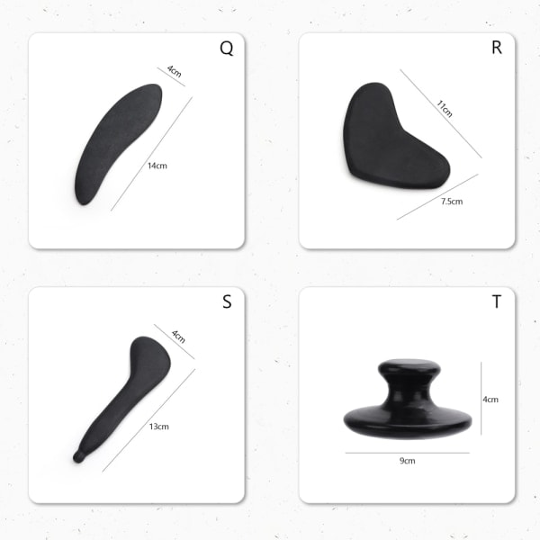 Sort Obsidian Gua Sha skrabemassageværktøj Jadestenbræt M