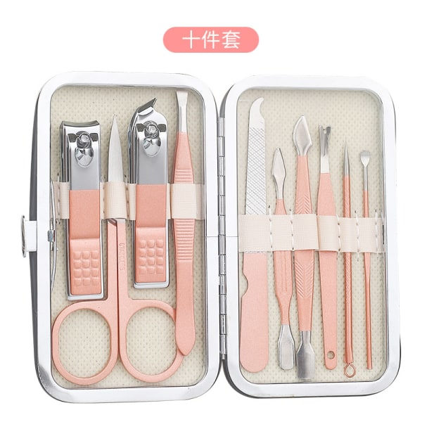 Nagelset, Resor Mini Nagelklipparset Pedikyrvårdsverktyg, 10 st Rostfritt Stål Grooming Kit