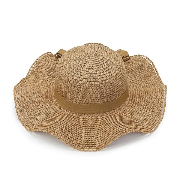 IC Kvinders sommer solhatte Wave Rim Cap Halm bånd Flue Dame Khaki