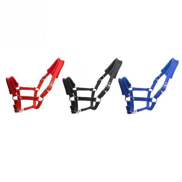 IC Vadderad Ponnyhästgrimma Träns Headstall Head Collar Häst Rid Svart M