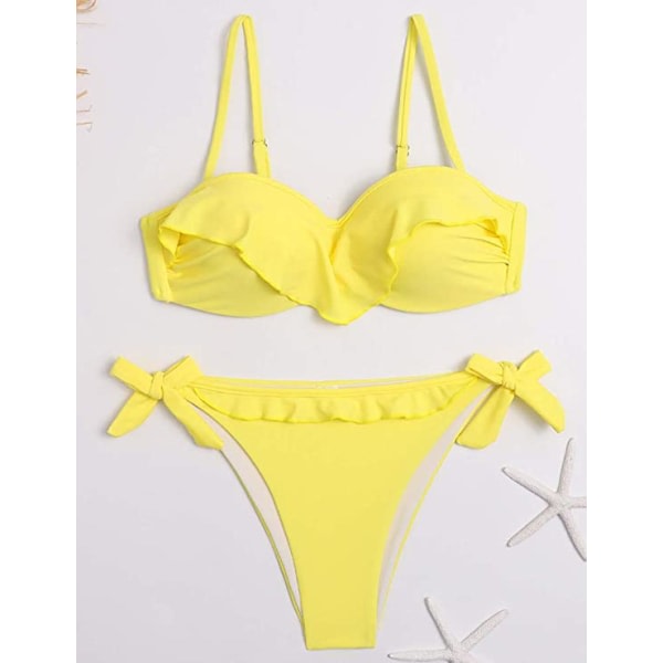 IC NOE Kvinders Bikini Volang Top Side Tie Bund Tovedelt