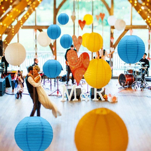 IC Runde Hengepapirlykter Dekorasjoner for Fest Bryllup Fødselsdag Baby Shower Tilbehør, 12'', 10'', 8'', 9-pakning - Gul