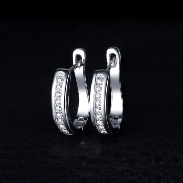 IC Hoops Øreringe til Kvinder, 925 Sterling Sølv Ring Øreringe med AAA Cubic Zirconia, Små Sovende Hoops Øreringe