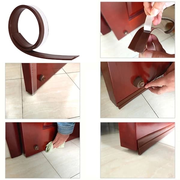 Door Soundproofing 28mm/1.1in Round Hole Silicone Protective Durable Replaceable Easy Sealing Strip for Room Brown