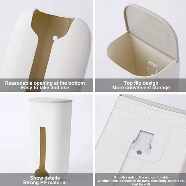 Plastic Waste Container, Wall-Mounted Self-Adhesive Hanging Box, White