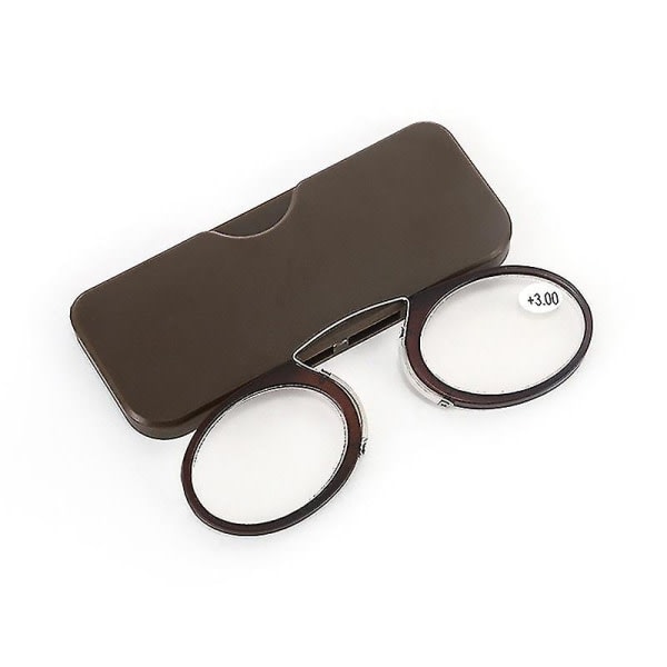 Mini Clip Nose Bridge Lesglasögon 1.0 til 2.5 Portabla presbyopiska glassögon Brun 1