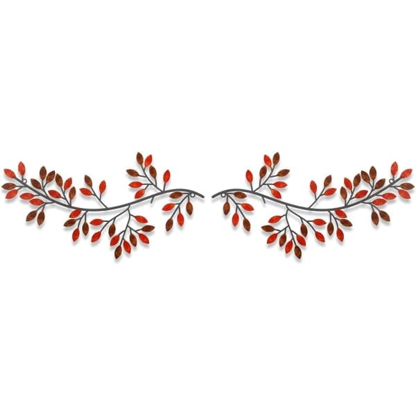 Metallveggdekorasjon blad, (2Pack) veggdekorasjon dekorasjon IC