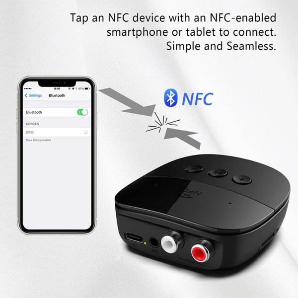 IC Bluetooth 5.2 o Mottagare RCA 3.5mm AUX USB Stereo NFC Trådlös