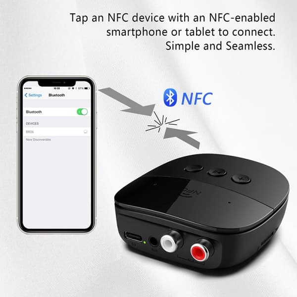 IC Bluetooth 5.2 -vastaanotin RCA 3,5 mm AUX USB Stereo NFC Langaton
