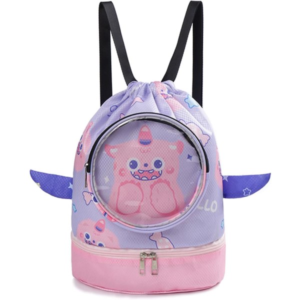 Uimareppu, pieni vetoketjullinen reppu, urheilureppu vetoketjulla, kuiva-märkäerotusreppu (Monsterit)