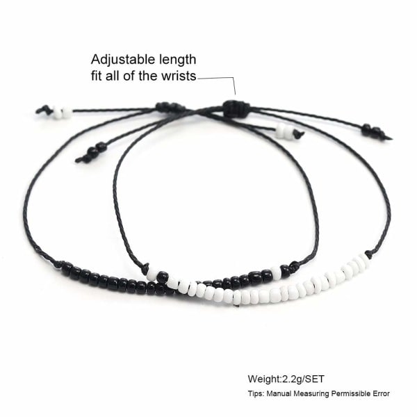 IC Bestevenn Armbånd Par Armbånd for 2 Matchende Yin Yang Han og Hennes Elskere Armbånd Smykker for Bff Vennskapsforhold (Yin Yang-Stil 3)