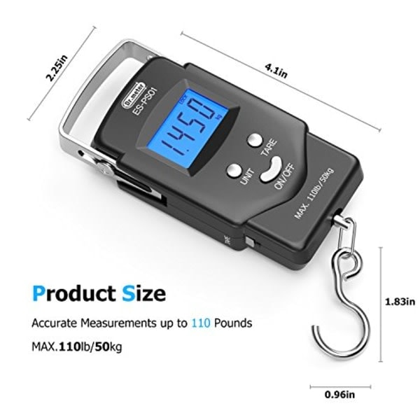 IC Digital Väska Vågskala med Måttband och Väska, Inkluderar 2 AAA-Batterier, 50 kg