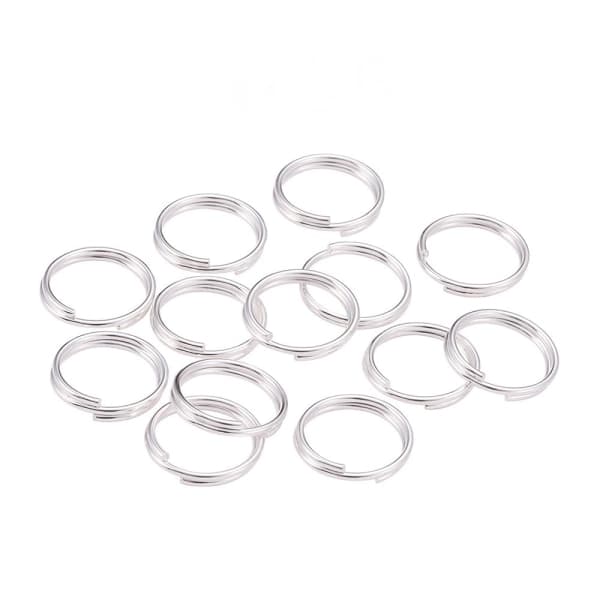 100 st Runda Nyckelringar - Rostfritt Stål, Silver, 14mm