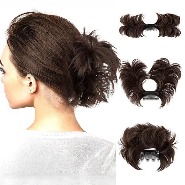 IC Messy Bun Sivukampa Kiinnitettävä Hiussolmu Helppo Hiustukke Naisille A10