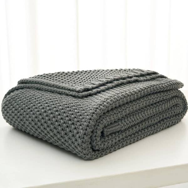 IC Stickad filt Lätt bränd orange filt 100 % ekologisk bomull för bäddsoffa Baby , Rustik ,129,54 cm x 160,02 cm