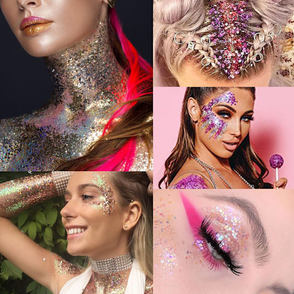 Grenseoverskridende bestselgende paljettgel-flashpulver havfrue limfri lapp barnas forestilling nattklubb scene sminke makeup 12 color box set-08