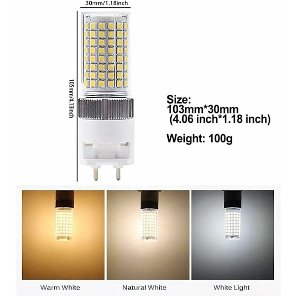 G12 LED Pære 16W Naturlig Hvid, Bi-Pin Majspære, 4000K 1600 Lumen Loftlys Floodlight til Hjem Gade Garage Landskab Lager, 4 Pakke
