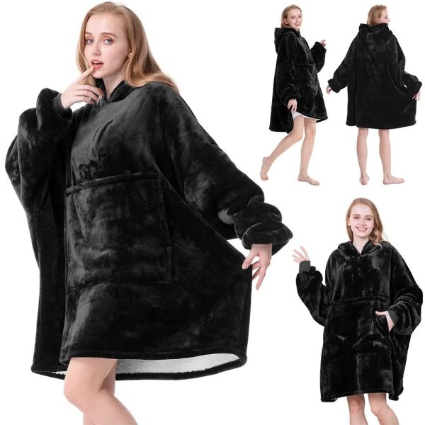 IC Snuggie Oversized Hoodie Filt med Luva CNMR sort