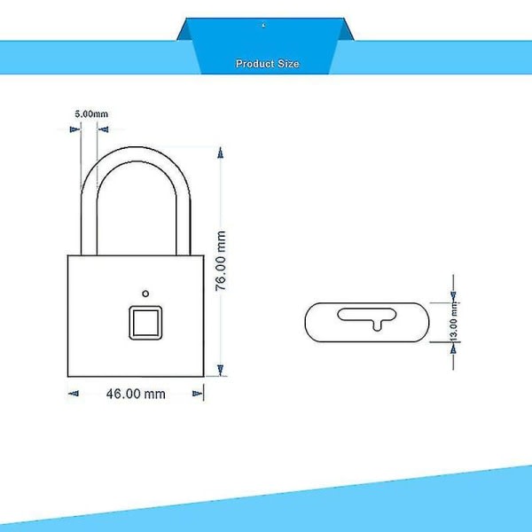 IC CNE Fingerprint Hänglås Smart Fingerprint Lock, USB Cha