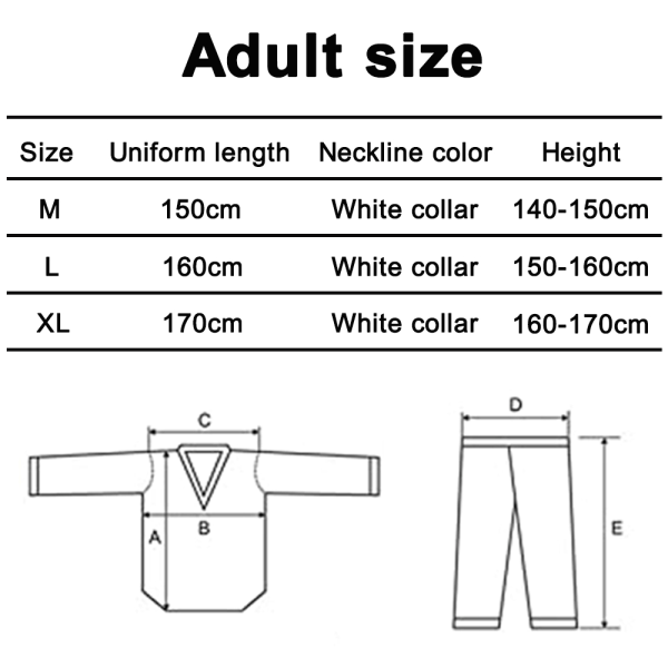 IC Karateuniform med bælte, hvid, karate gi til børn og 150cm