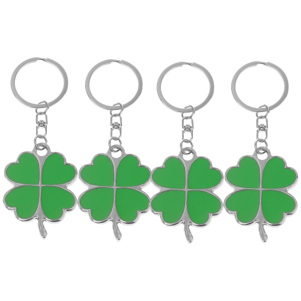 4 stk. St. Patricks Dag Græs Nøglering Kreativ Kløver Nøgleringe Zinklegering Vedhæng IC