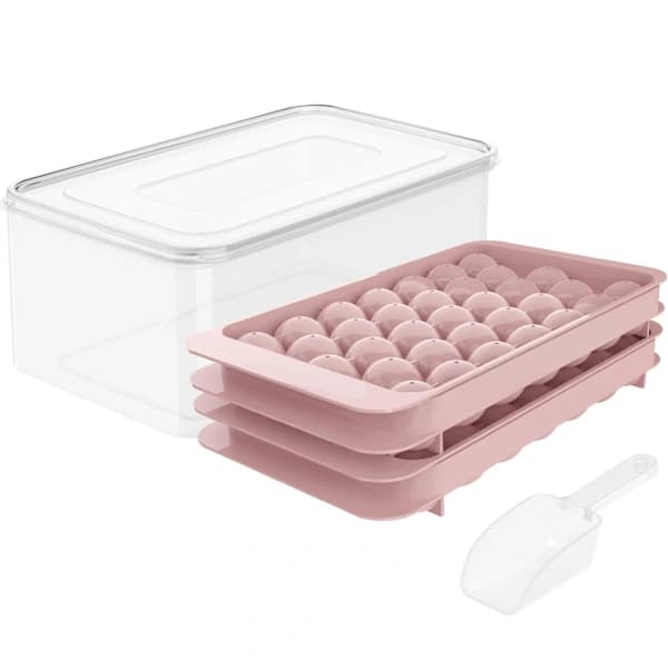 Miniisbitsformar med lock 4-pack BPA-fri PP Små isformar för drycker Kaffe Cocktails Rosa pink