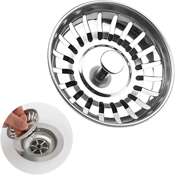 IC Vaskplugg 78 mm, Universal Vaskfilter, Universal Vask i Rustfritt Stål Plug-Sink Avløp/Vask-Kjøkkenvask Sil