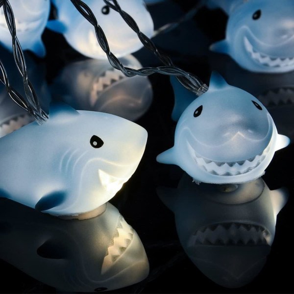 IC 1,5 m 10 LED Shark String Lights Batteridrevet Fantastisk for soveværelse, baby, barnrum, fødelsedagsfest (Shark)