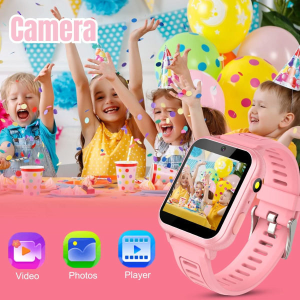 IC Kids Smartklokke for gutter - Smartklokke for barn med 16 spill | Kamera | Musikk | Alarm | for 4-12 år barneggaver (blå)