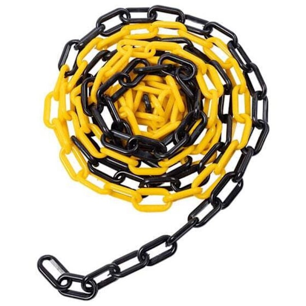 Sort og gul plastikkæde 6 mm 25,0 meter