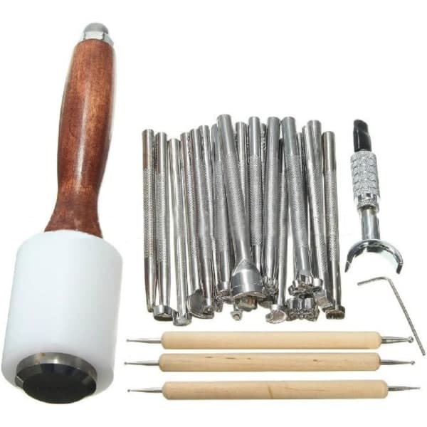IC 25st/ set Metallstämplar Stämplingshandtag Läderhantverk
