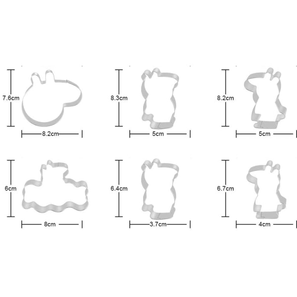 IC-form i rustfritt stål, 6-delt tegneserie-sett, Baking Kitchen Tools Cake Mold