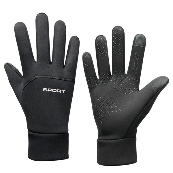IC Udendørs Sportshandsker Touchscreen Vinter Varme Ride Vindtæt Vandafvisende Fleece Anti-Slip Helhandsker XL Sort