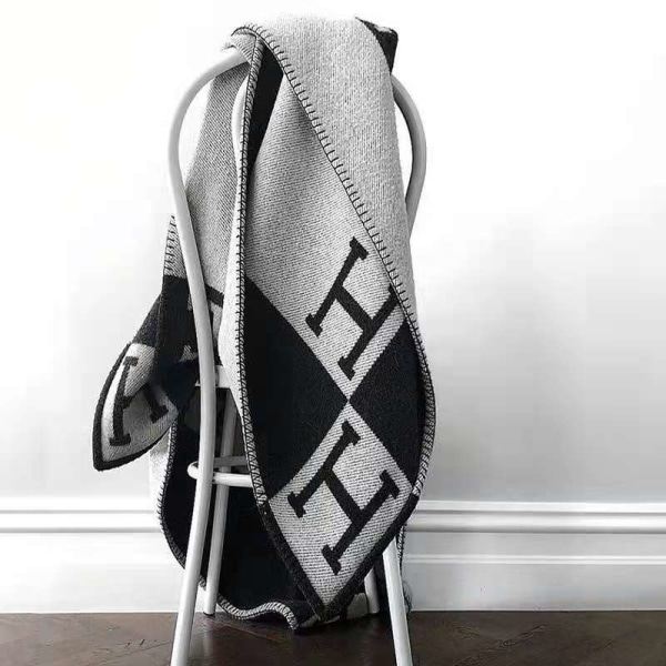 Pläd H-filt Cashmere Blended Crochet Portable Cyan