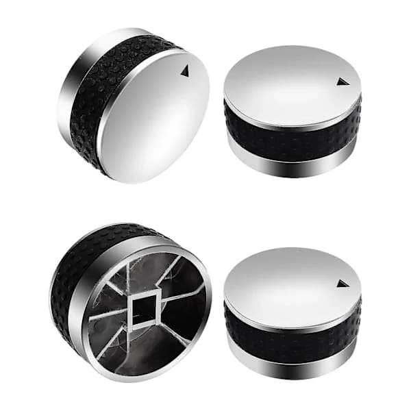 4-pak grillkontrolknapper erstatning til gasgrill, passer til D-formet ventilspindel med 6 mm og 8 mm adaptere, sølvsort