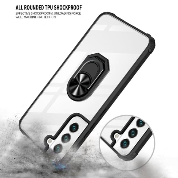 IC Samsung Galaxy S23 Deksel Armor Ring Hybrid Svart/Sølv