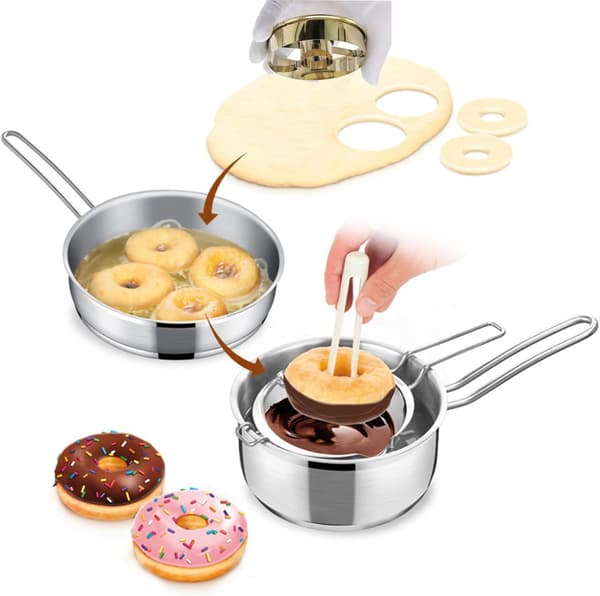 Donutform - 2-pak - Rustfrit stål - 9,8 cm Donutform - Professionelt bageværktøj - Laver perfekte donuts/bagels/småkager/rubs osv.
