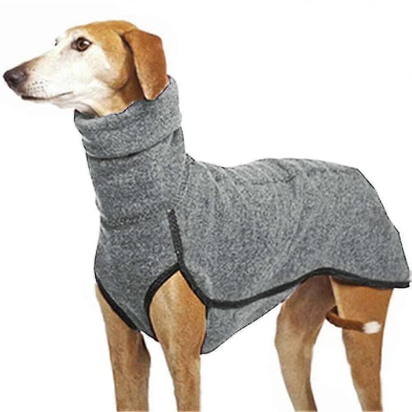 Vinterhundtröja med hög krage Greyhound Whippet Kläder Lurcher Kappa Grå Grey XL