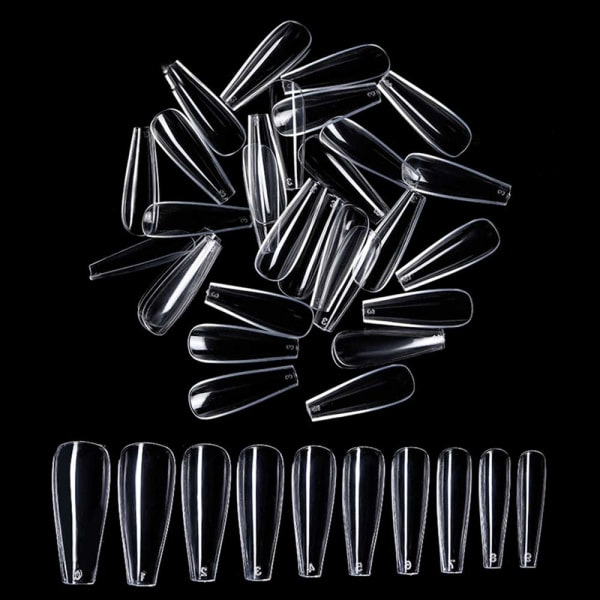100 st Falska Naglar Akrylnaglar Cover tips Kista Manikyr Ballerina Uv Gel Akryl Nagelkit Verktyg False White-100pcs