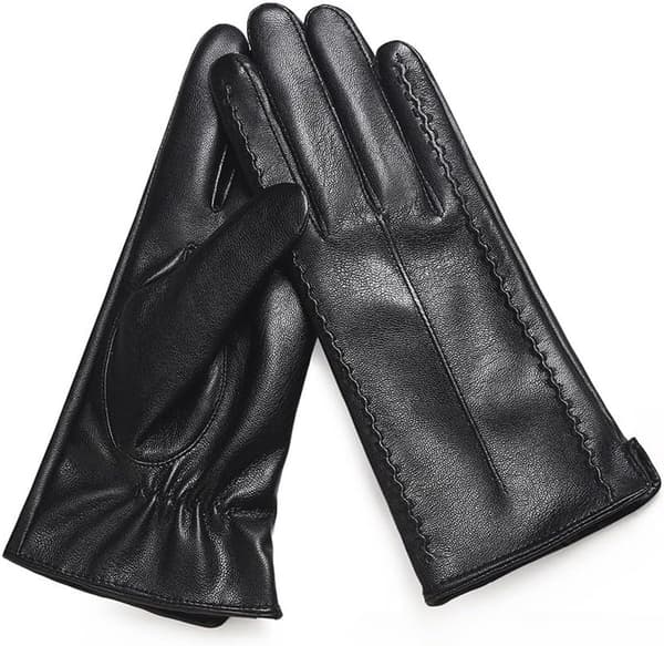 Vinterhandsker til kvinder i syntetisk læder, termiske og vandtætte, elegante til daglig pendling og udendørs aktiviteter, sort