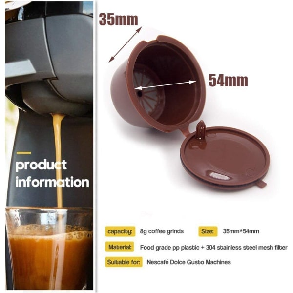 IC 6 stk gjenbrukbare påfyllbare kaffekapselfiltre