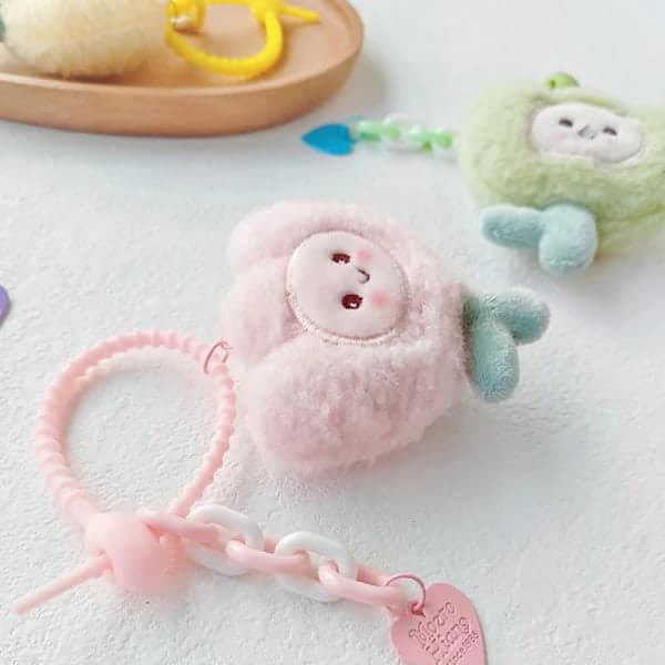 IC Kawaii tecknade blommor nyckelring e plysch tulpan nyckelring väskor gul