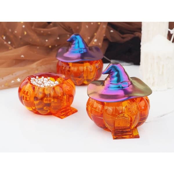 IC 2 stk 3D Halloween Gresskar Silikon Oppbevaringsboks Hjerteform