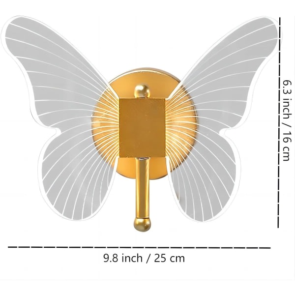 IC Fjärils sänglampa, kreativ vägglampa, modern vägglampa för sovrum - guld