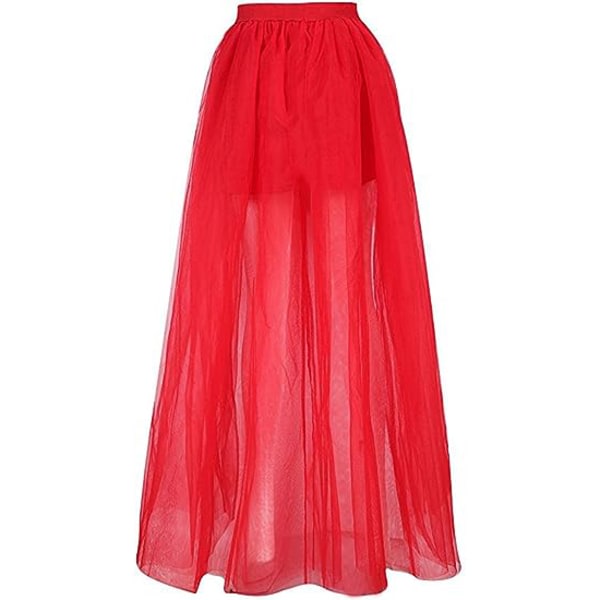 Dam Hi-Lo Long Tutu Tulle Bustle Skirt Elastik midja Festkjol red 2XL
