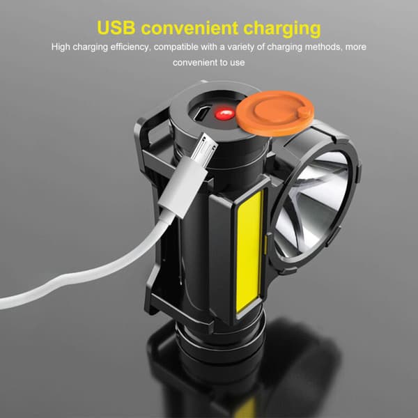 Utendørs hodelykt IPX4 Vanntett Super Sterk USB-lading COB Hodelykt for løping, sykling, DUBUNS