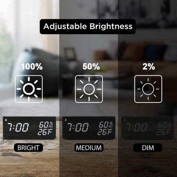 IG LED hygrometer väckarklocka med trädesign, triangelformad, elektronisk