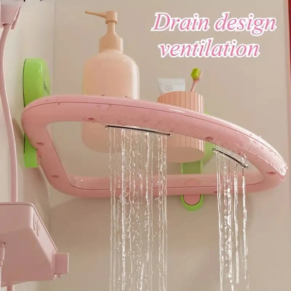 Dopamine Wall Hanging Punch Free Drainage Suction Cup Storage Rack, Bathroom Storage Rack Yellow Yellow
